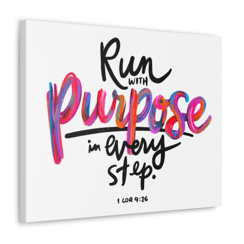 Scripture Walls Run With Purpose 1 Corinthians 9:26 Bible Verse Canvas Christian Wall Art Ready to Hang Unframed-Express Your Love Gifts