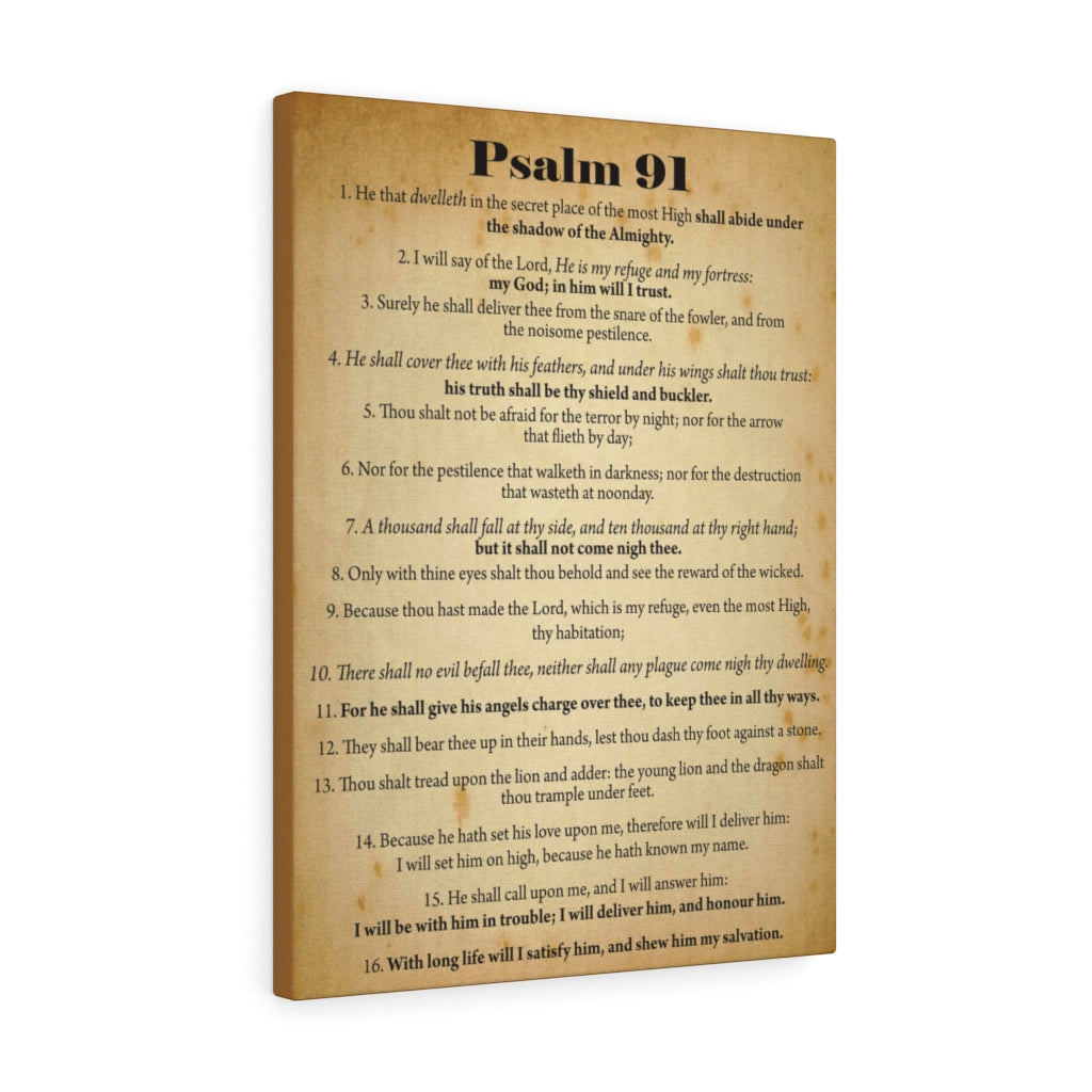 Scripture Walls Psalm 91 Safe In God's Hands Bible Chapter Canvas Christian Wall Art Ready to Hang Unframed-Express Your Love Gifts