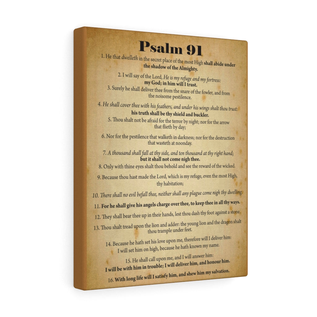 Scripture Walls Psalm 91 Safe In God's Hands Bible Chapter Canvas Christian Wall Art Ready to Hang Unframed-Express Your Love Gifts