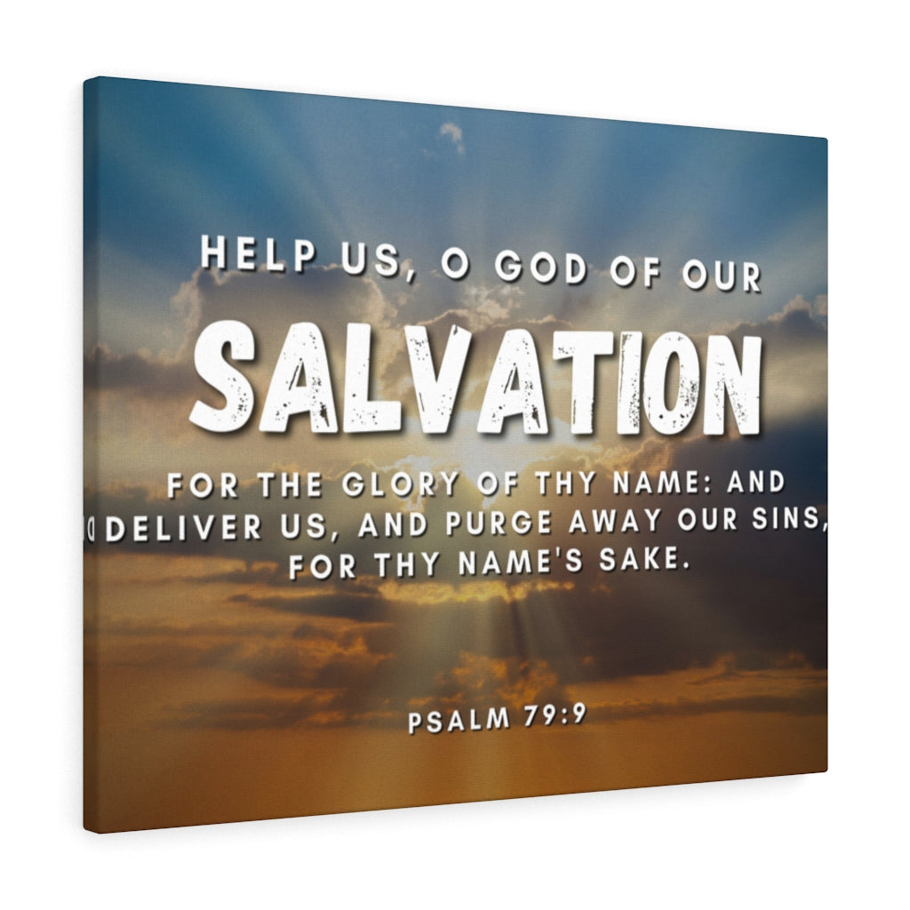 Scripture Walls Salvation Psalm 79:9 Bible Verse Canvas Christian Wall Art Ready to Hang Unframed-Express Your Love Gifts