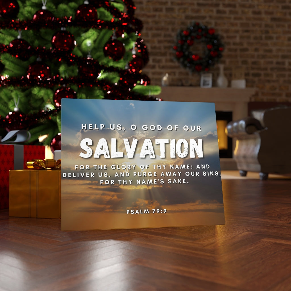 Scripture Walls Salvation Psalm 79:9 Bible Verse Canvas Christian Wall Art Ready to Hang Unframed-Express Your Love Gifts