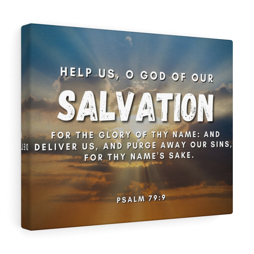 Scripture Walls Salvation Psalm 79:9 Bible Verse Canvas Christian Wall Art Ready to Hang Unframed-Express Your Love Gifts