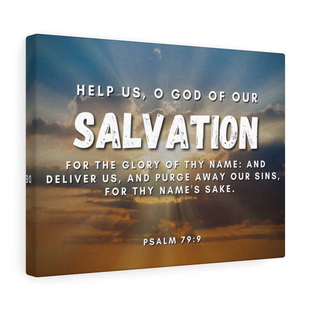 Scripture Walls Salvation Psalm 79:9 Bible Verse Canvas Christian Wall Art Ready to Hang Unframed-Express Your Love Gifts