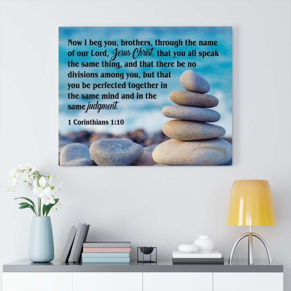 Scripture Walls Same Judgment Corinthians 1:10 Scripture Bible Verse Canvas Christian Wall Art Ready to Hang Unframed-Express Your Love Gifts