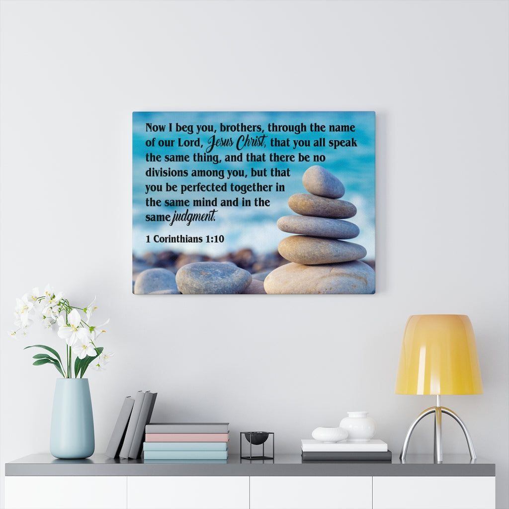 Scripture Walls Same Judgment Corinthians 1:10 Scripture Bible Verse Canvas Christian Wall Art Ready to Hang Unframed-Express Your Love Gifts