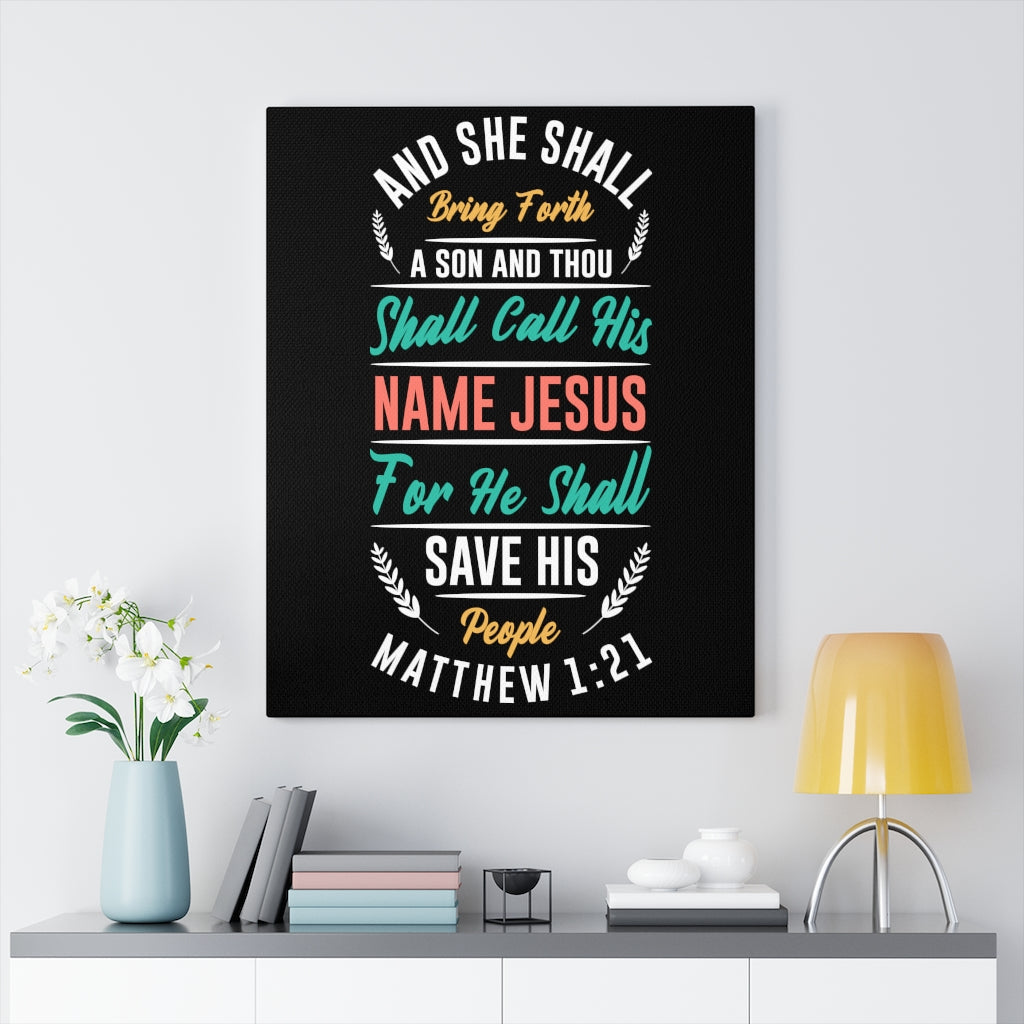 Scripture Walls Save His People Matthew 1:21 Bible Verse Canvas Christian Wall Art Ready to Hang Unframed-Express Your Love Gifts