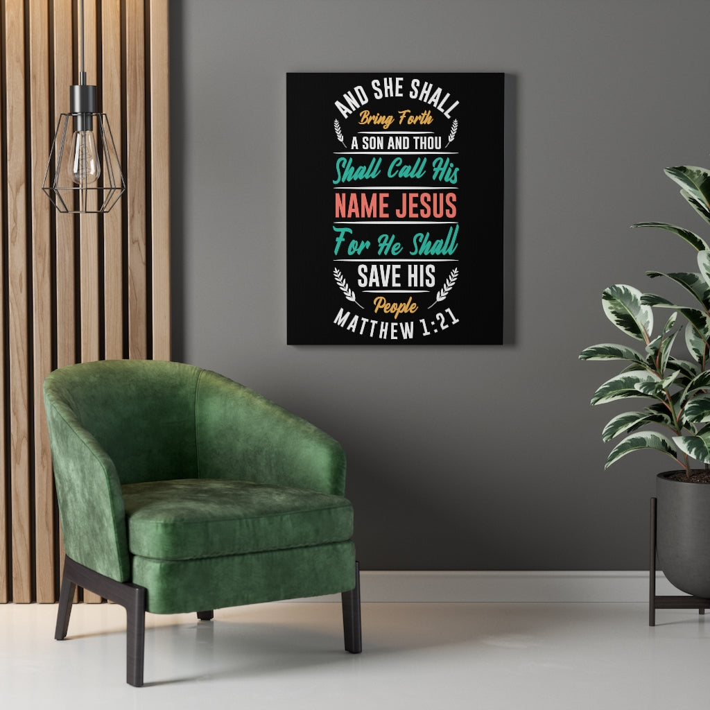 Scripture Walls Save His People Matthew 1:21 Bible Verse Canvas Christian Wall Art Ready to Hang Unframed-Express Your Love Gifts