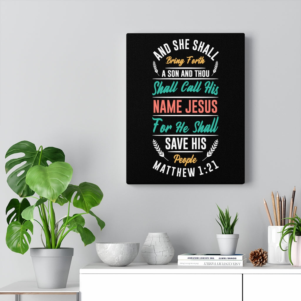 Scripture Walls Save His People Matthew 1:21 Bible Verse Canvas Christian Wall Art Ready to Hang Unframed-Express Your Love Gifts