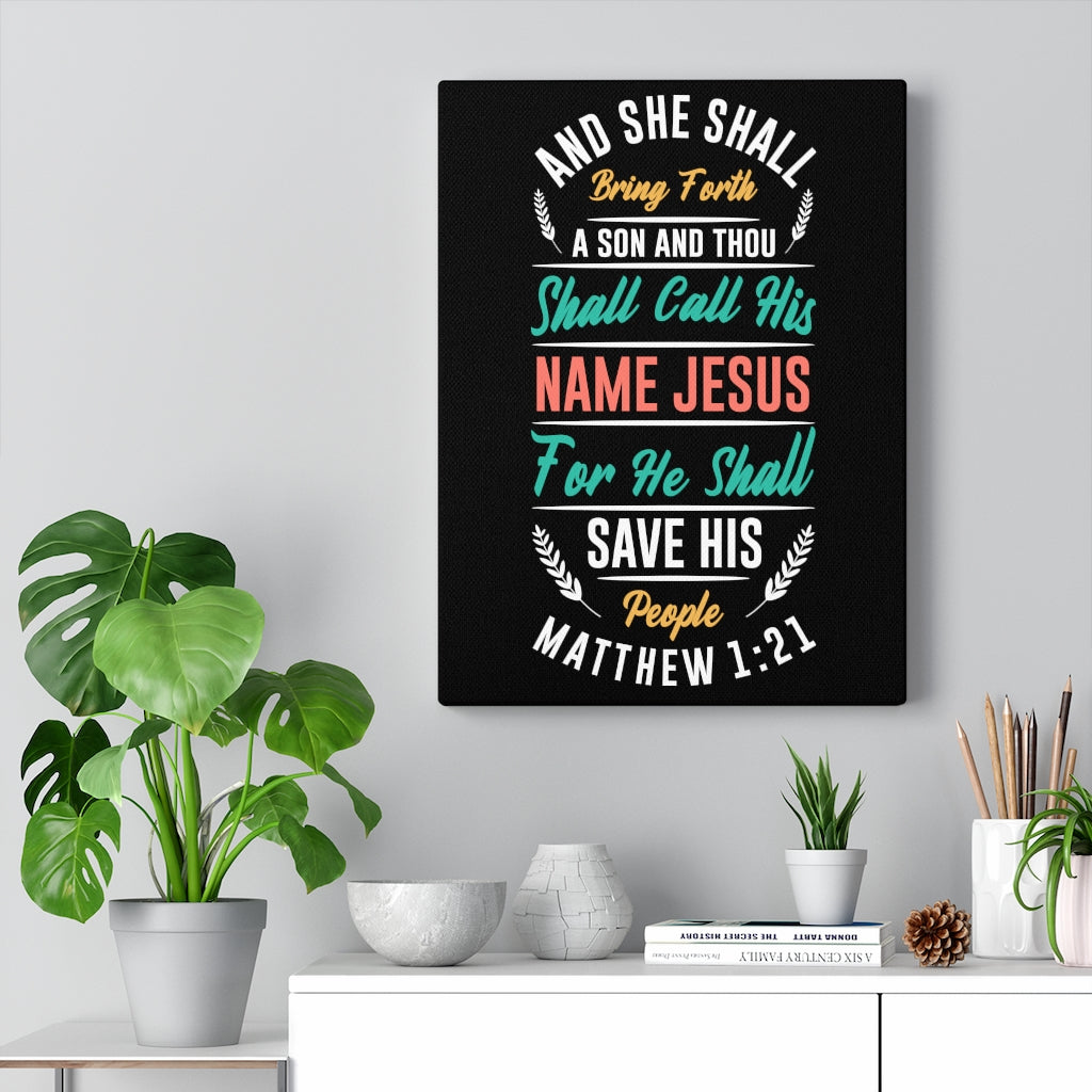 Scripture Walls Save His People Matthew 1:21 Bible Verse Canvas Christian Wall Art Ready to Hang Unframed-Express Your Love Gifts