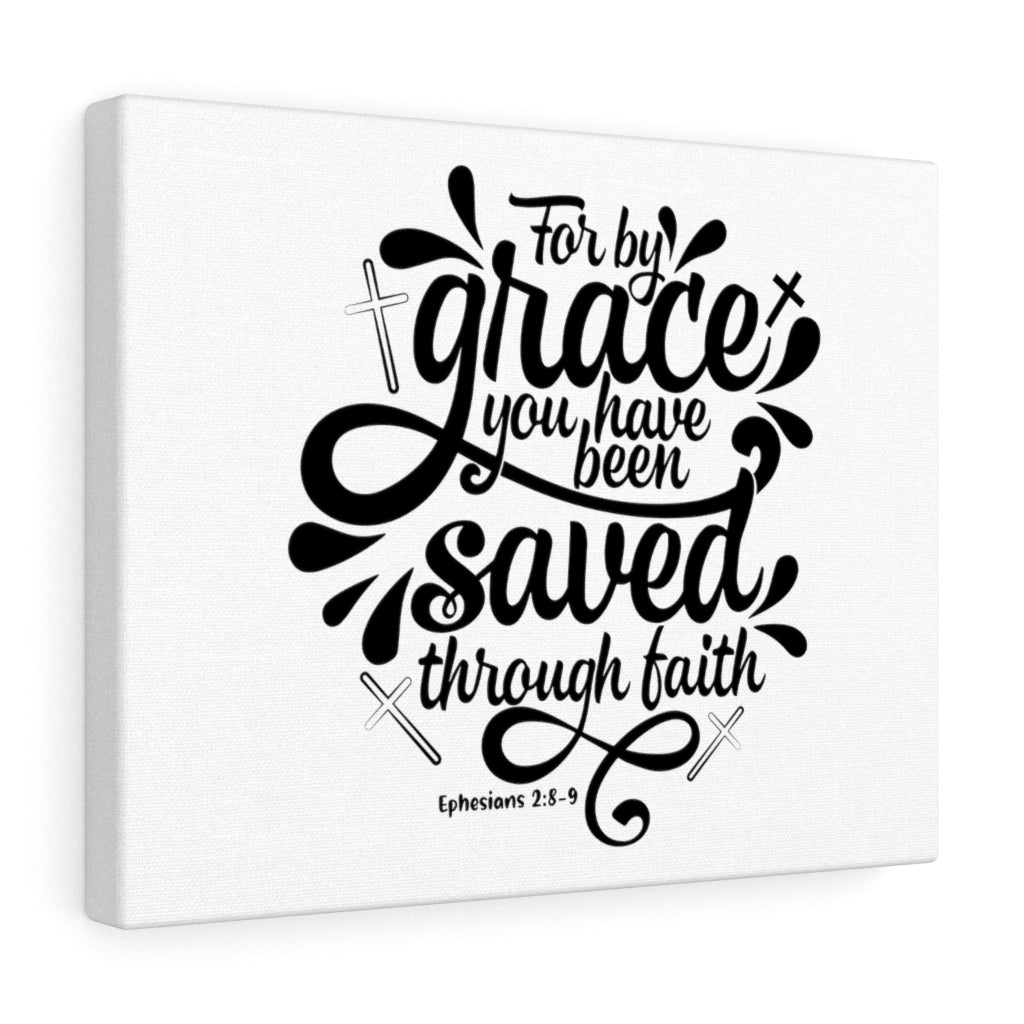 Scripture Walls Saved By Grace Cross Ephesians 2:8-9 Bible Verse Canvas Christian Wall Art Ready to Hang Unframed-Express Your Love Gifts