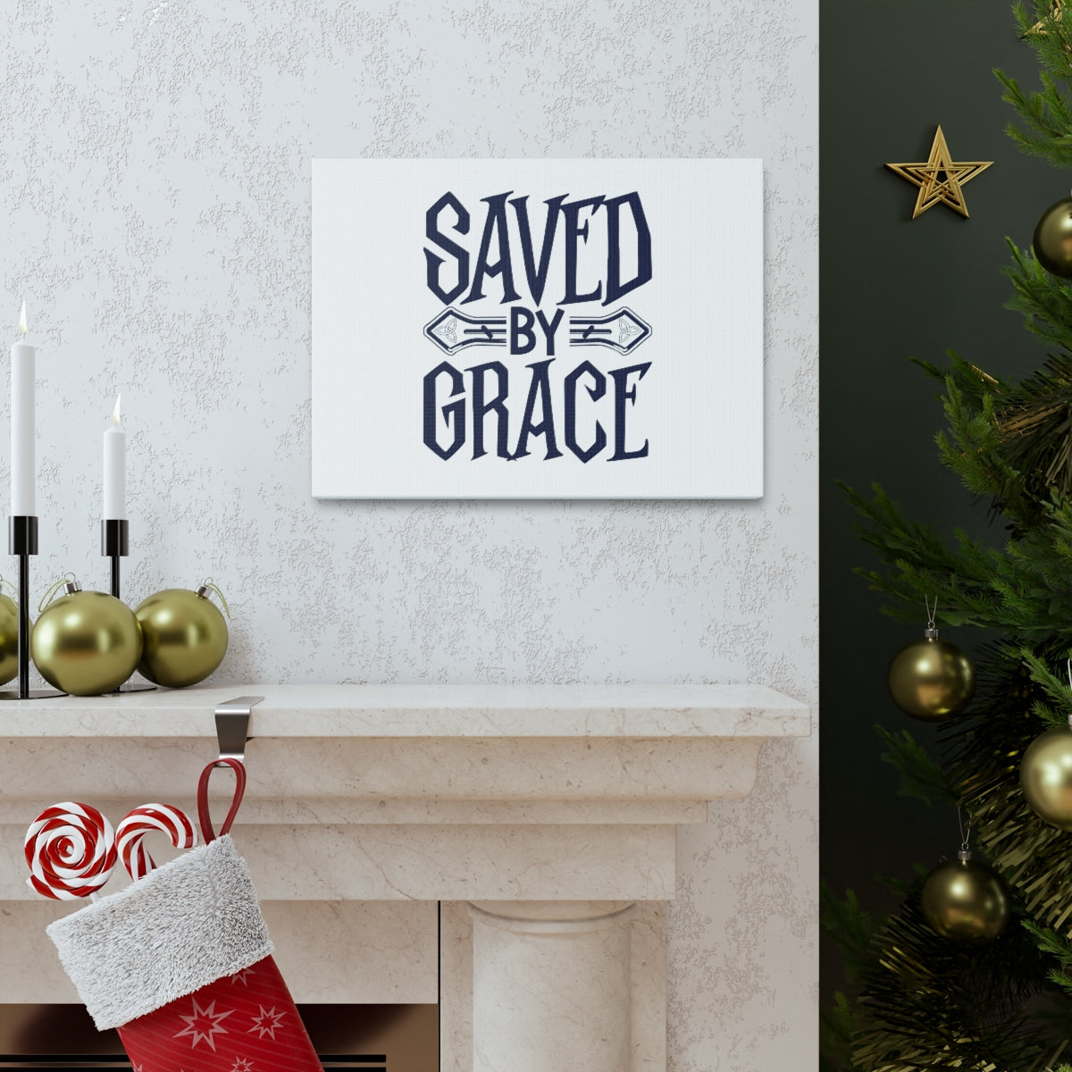 Scripture Walls Saved By Grace Ephesians 1:7 Christian Wall Art Bible Verse Print Ready to Hang Unframed-Express Your Love Gifts