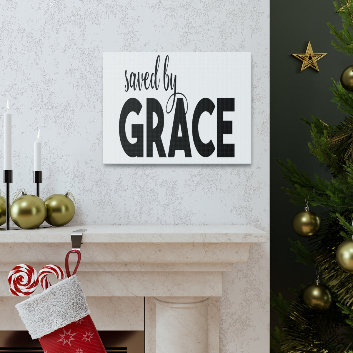 Scripture Walls Saved By Grace Ephesians 2:8-9 Bold Christian Wall Art Print Ready to Hang Unframed-Express Your Love Gifts