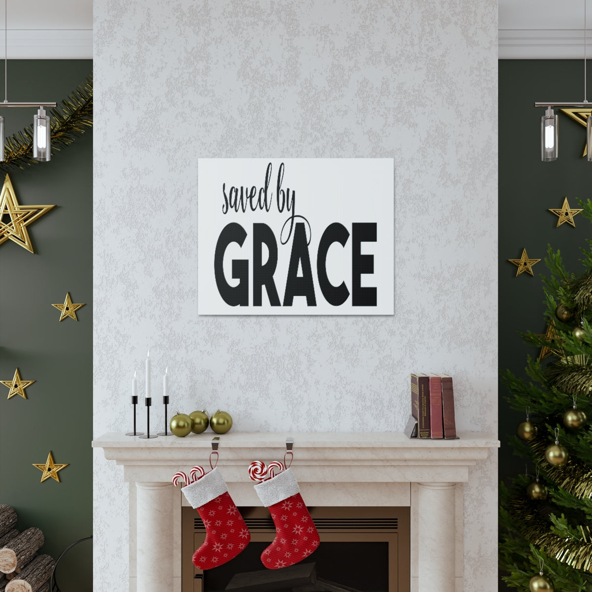 Scripture Walls Saved By Grace Ephesians 2:8-9 Bold Christian Wall Art Print Ready to Hang Unframed-Express Your Love Gifts