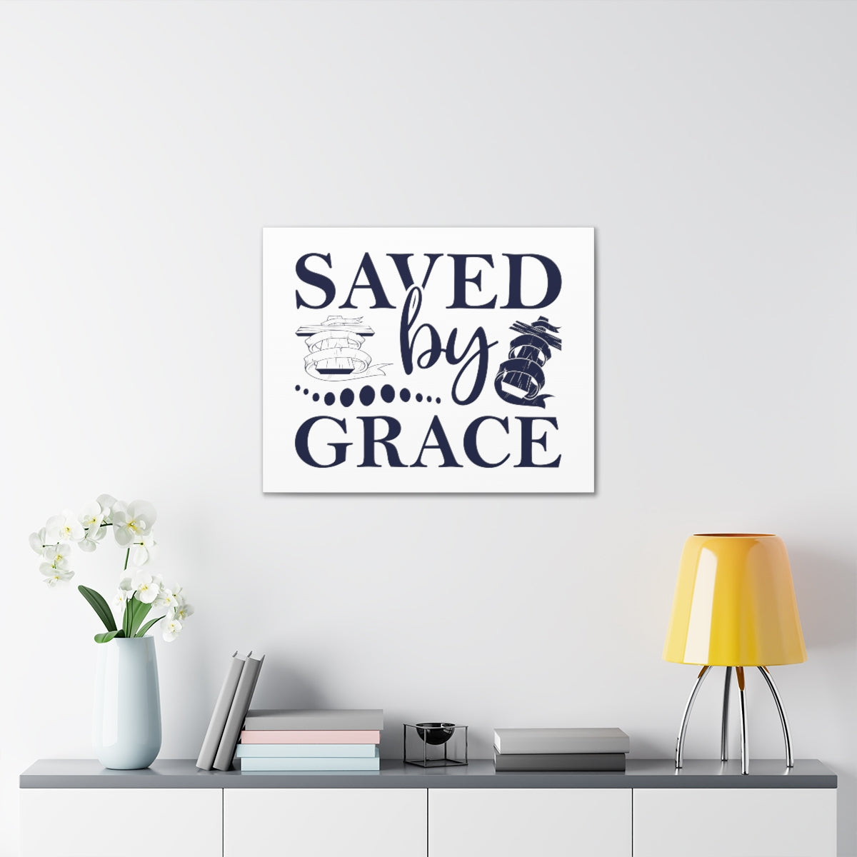 Scripture Walls Saved By Grace Ephesians 2:8-9 Christian Wall Art Print Ready to Hang Unframed-Express Your Love Gifts