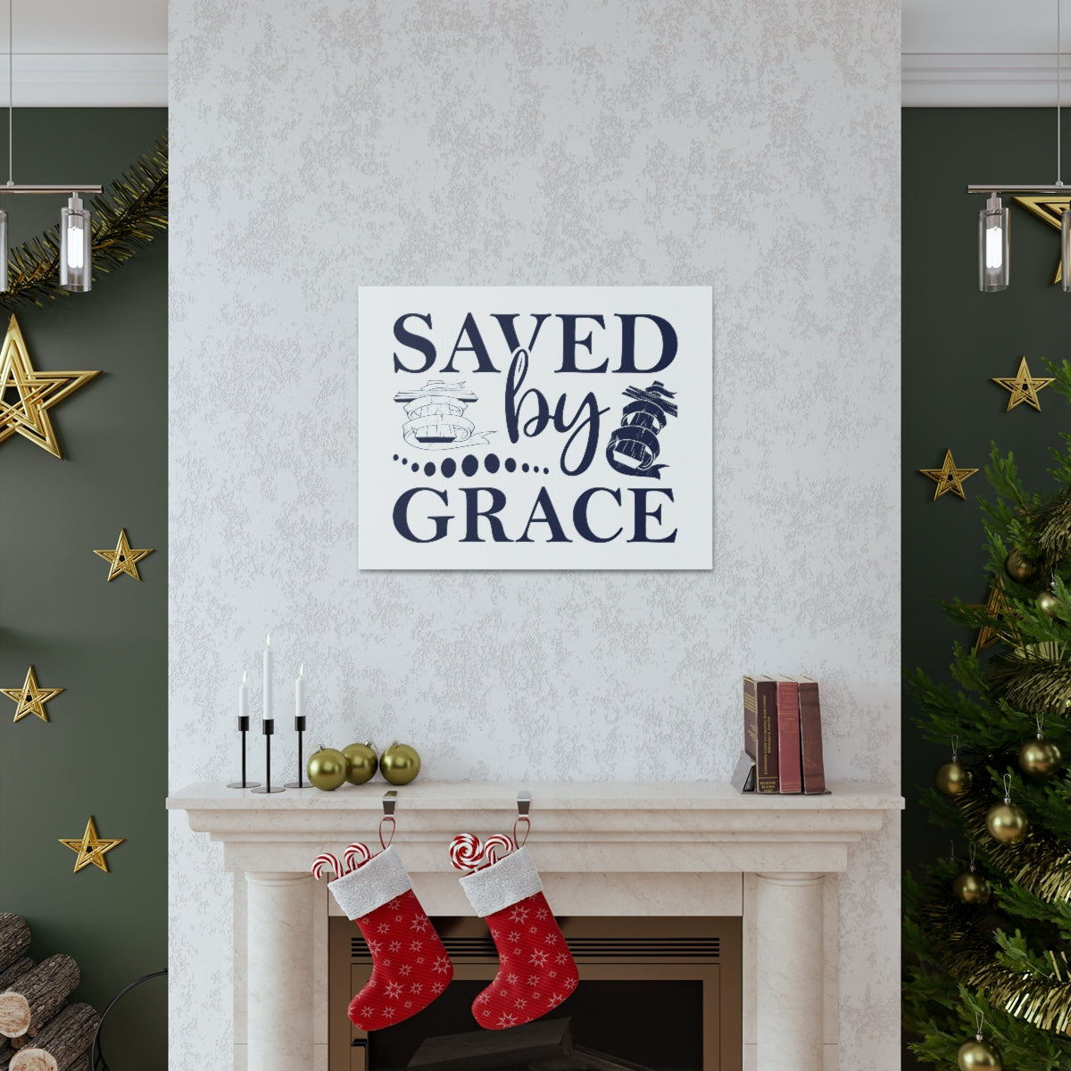 Scripture Walls Saved By Grace Ephesians 2:8-9 Christian Wall Art Print Ready to Hang Unframed-Express Your Love Gifts