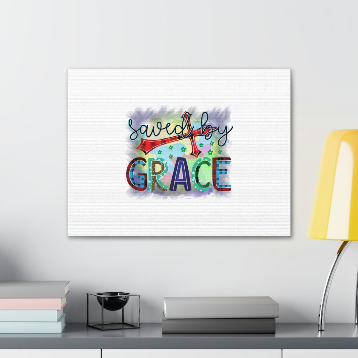 Scripture Walls Saved By Grace Ephesians 2:8-9 Gray Square Christian Wall Art Bible Verse Print Ready to Hang Unframed-Express Your Love Gifts