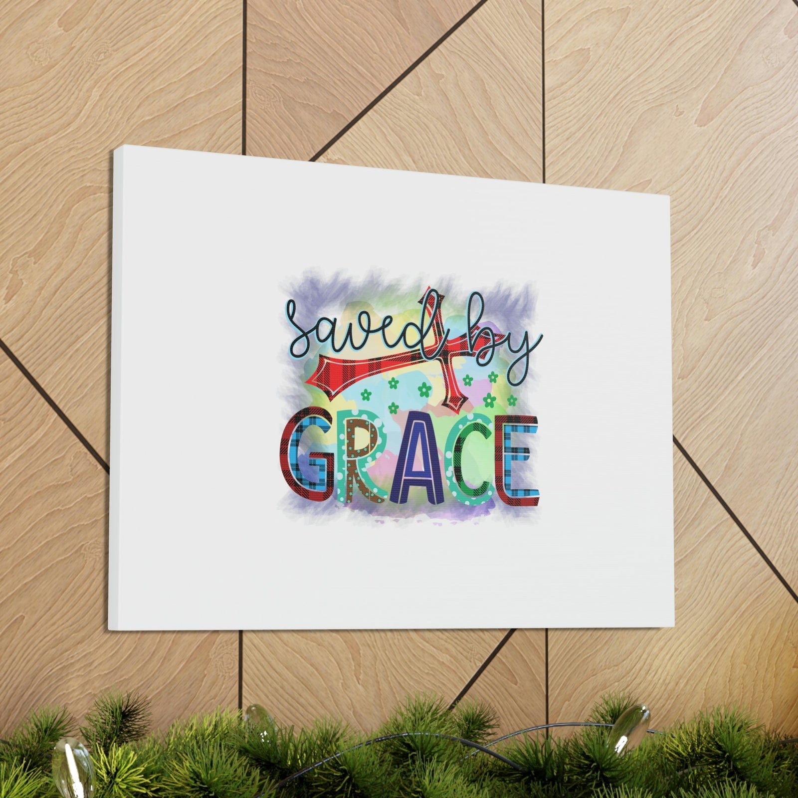 Scripture Walls Saved By Grace Ephesians 2:8-9 Gray Square Christian Wall Art Bible Verse Print Ready to Hang Unframed-Express Your Love Gifts