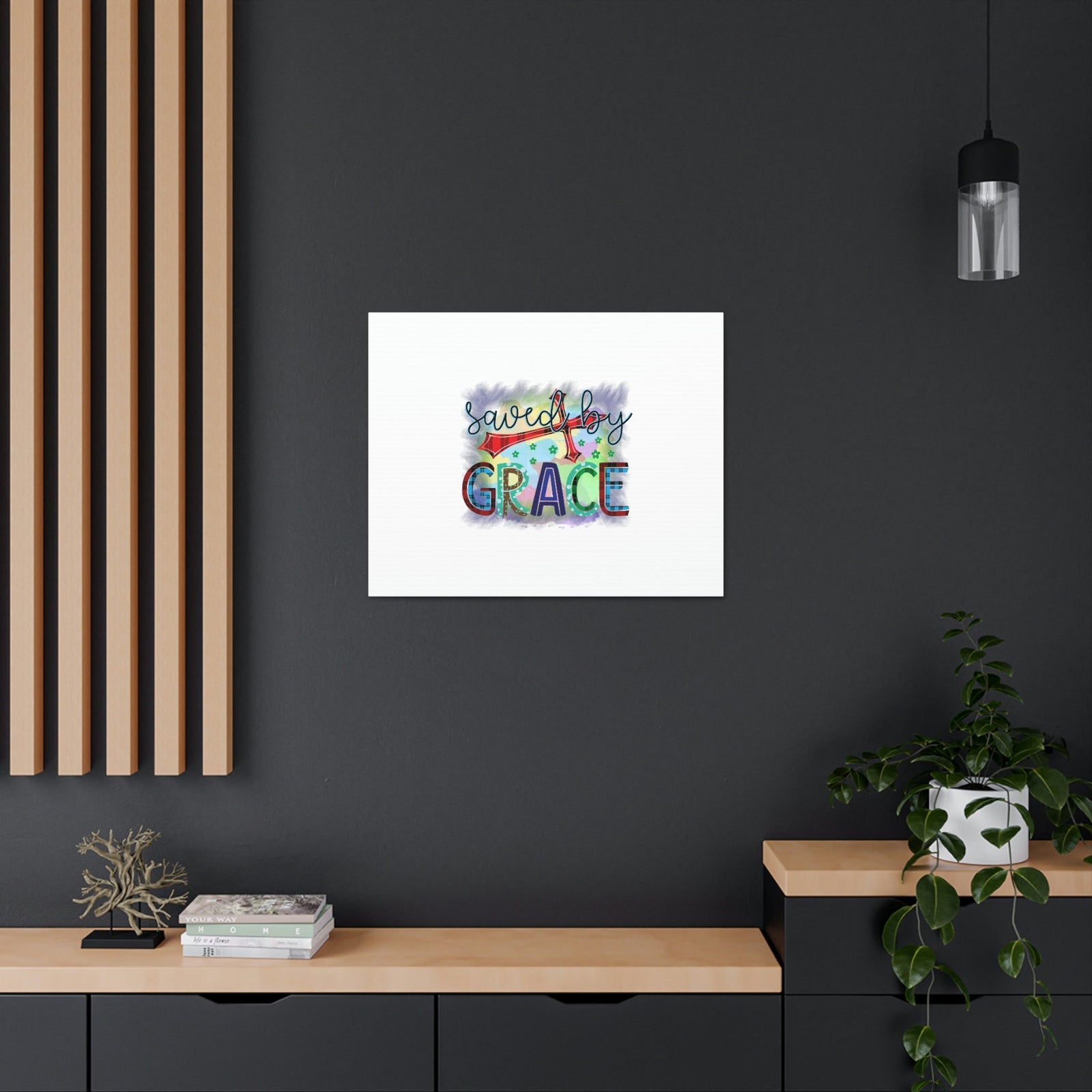Scripture Walls Saved By Grace Ephesians 2:8-9 Gray Square Christian Wall Art Bible Verse Print Ready to Hang Unframed-Express Your Love Gifts