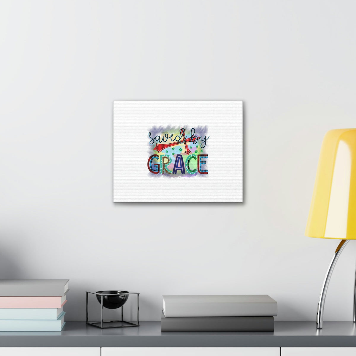 Scripture Walls Saved By Grace Ephesians 2:8-9 Gray Square Christian Wall Art Bible Verse Print Ready to Hang Unframed-Express Your Love Gifts