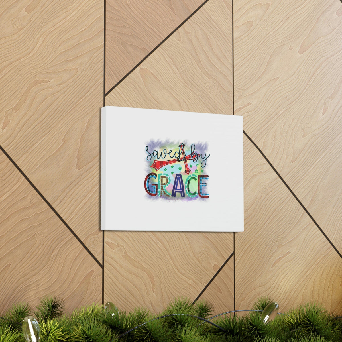 Scripture Walls Saved By Grace Ephesians 2:8-9 Gray Square Christian Wall Art Bible Verse Print Ready to Hang Unframed-Express Your Love Gifts