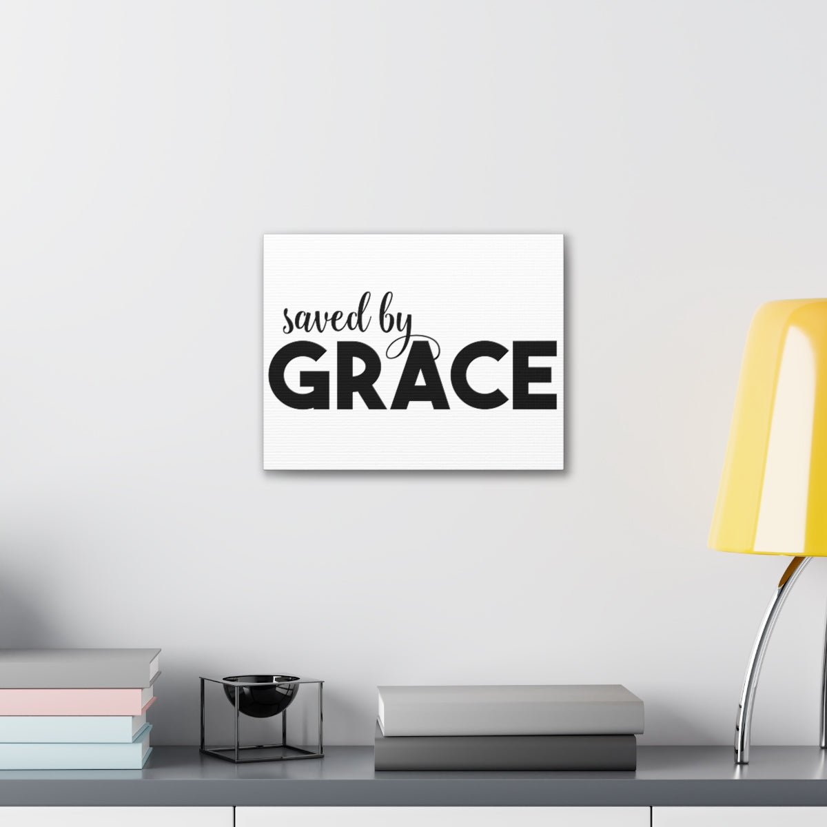 Scripture Walls Saved By Grace Ephesians 2:8-9 White Christian Wall Art Print Ready to Hang Unframed-Express Your Love Gifts