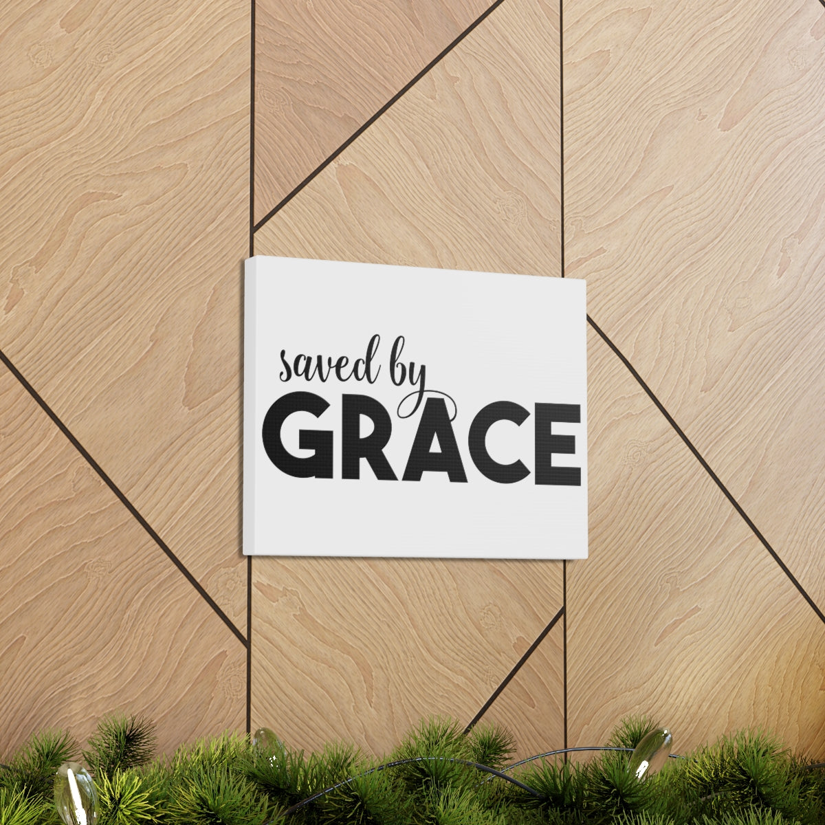 Scripture Walls Saved By Grace Ephesians 2:8-9 White Christian Wall Art Print Ready to Hang Unframed-Express Your Love Gifts