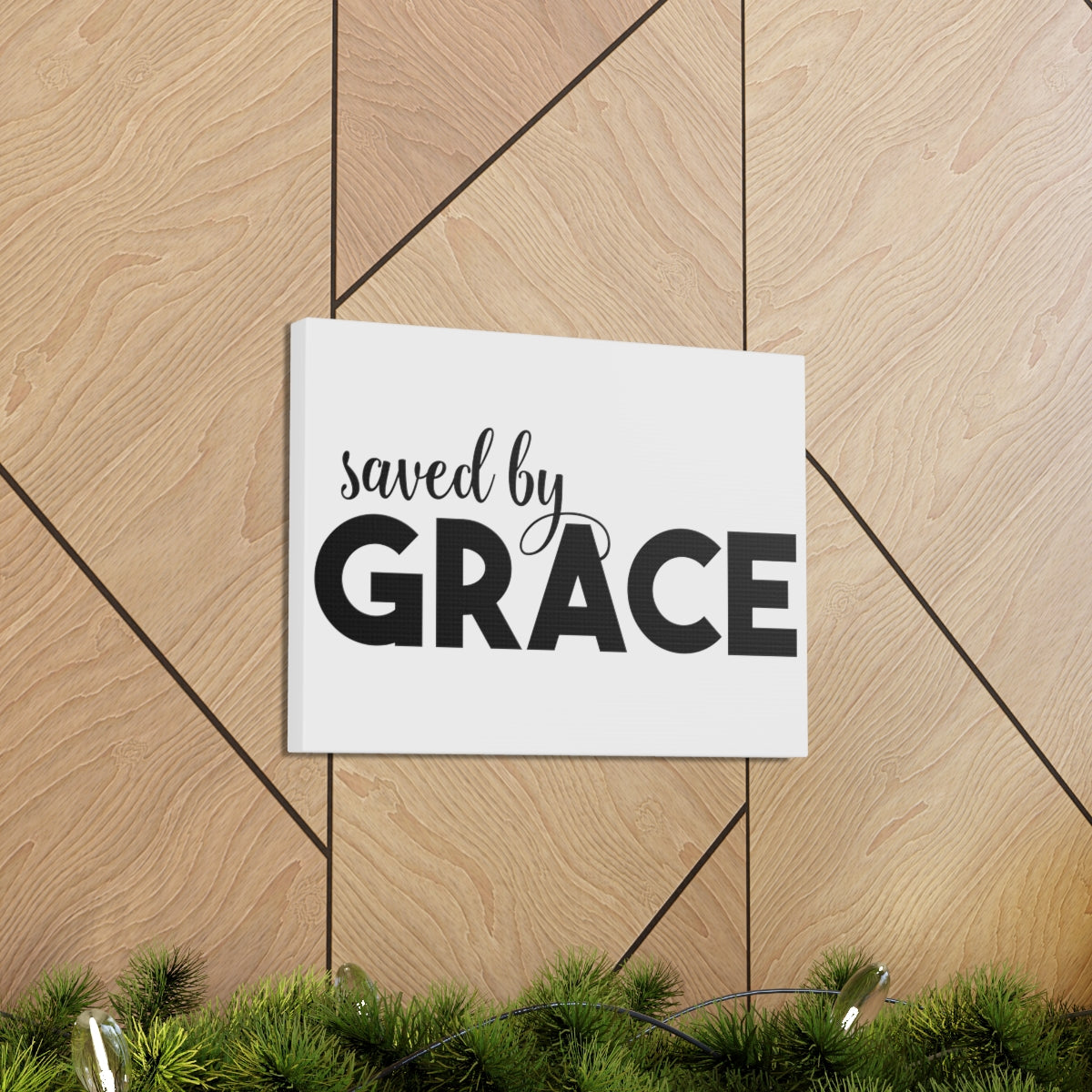 Scripture Walls Saved By Grace Ephesians 2:8-9 White Christian Wall Art Print Ready to Hang Unframed-Express Your Love Gifts