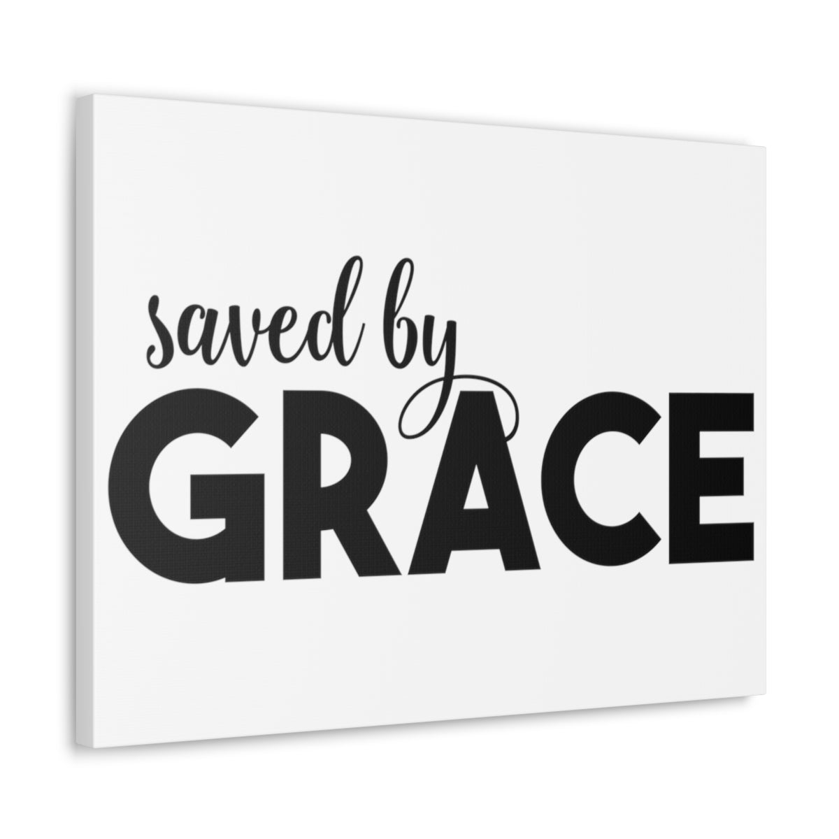 Scripture Walls Saved By Grace Ephesians 2:8-9 White Christian Wall Art Print Ready to Hang Unframed-Express Your Love Gifts