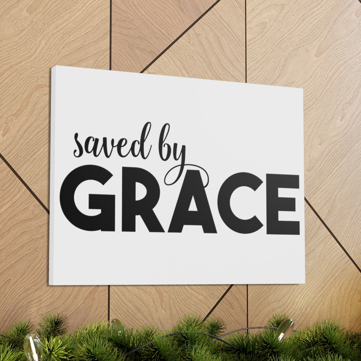 Scripture Walls Saved By Grace Ephesians 2:8-9 White Christian Wall Art Print Ready to Hang Unframed-Express Your Love Gifts