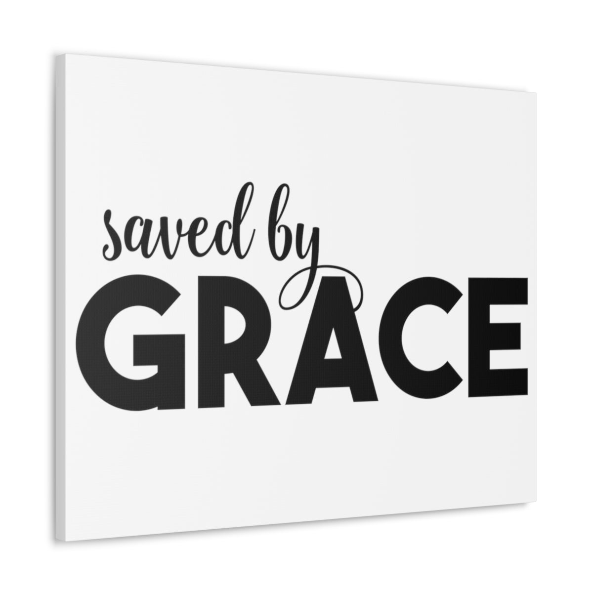 Scripture Walls Saved By Grace Ephesians 2:8-9 White Christian Wall Art Print Ready to Hang Unframed-Express Your Love Gifts