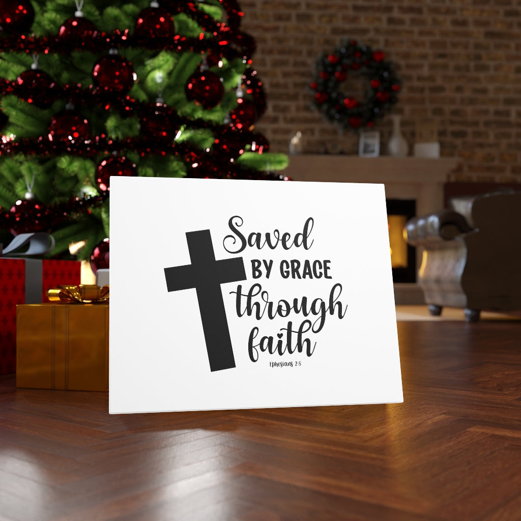Scripture Walls Saved By Grace Ephesians 2:8 Bible Verse Canvas Christian Wall Art Ready to Hang Unframed-Express Your Love Gifts