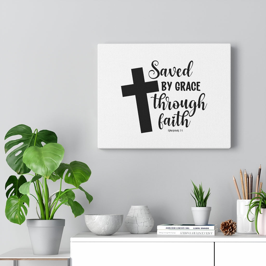 Scripture Walls Saved By Grace Ephesians 2:8 Bible Verse Canvas Christian Wall Art Ready to Hang Unframed-Express Your Love Gifts