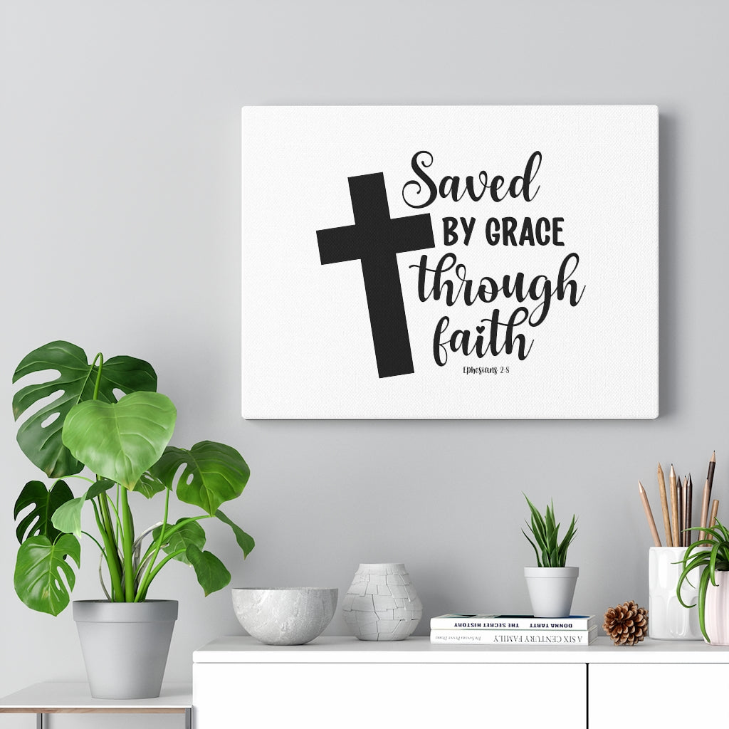Scripture Walls Saved By Grace Ephesians 2:8 Bible Verse Canvas Christian Wall Art Ready to Hang Unframed-Express Your Love Gifts