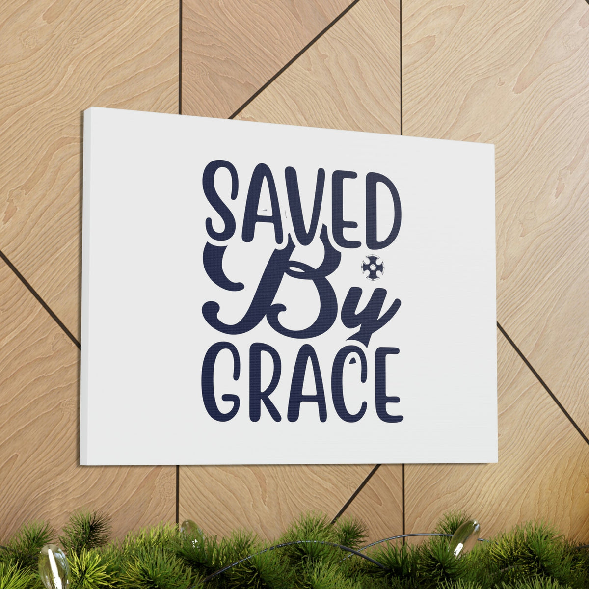 Scripture Walls Saved By Grace Ephesians 2:8 Blue Christian Wall Art Bible Verse Print Ready to Hang Unframed-Express Your Love Gifts