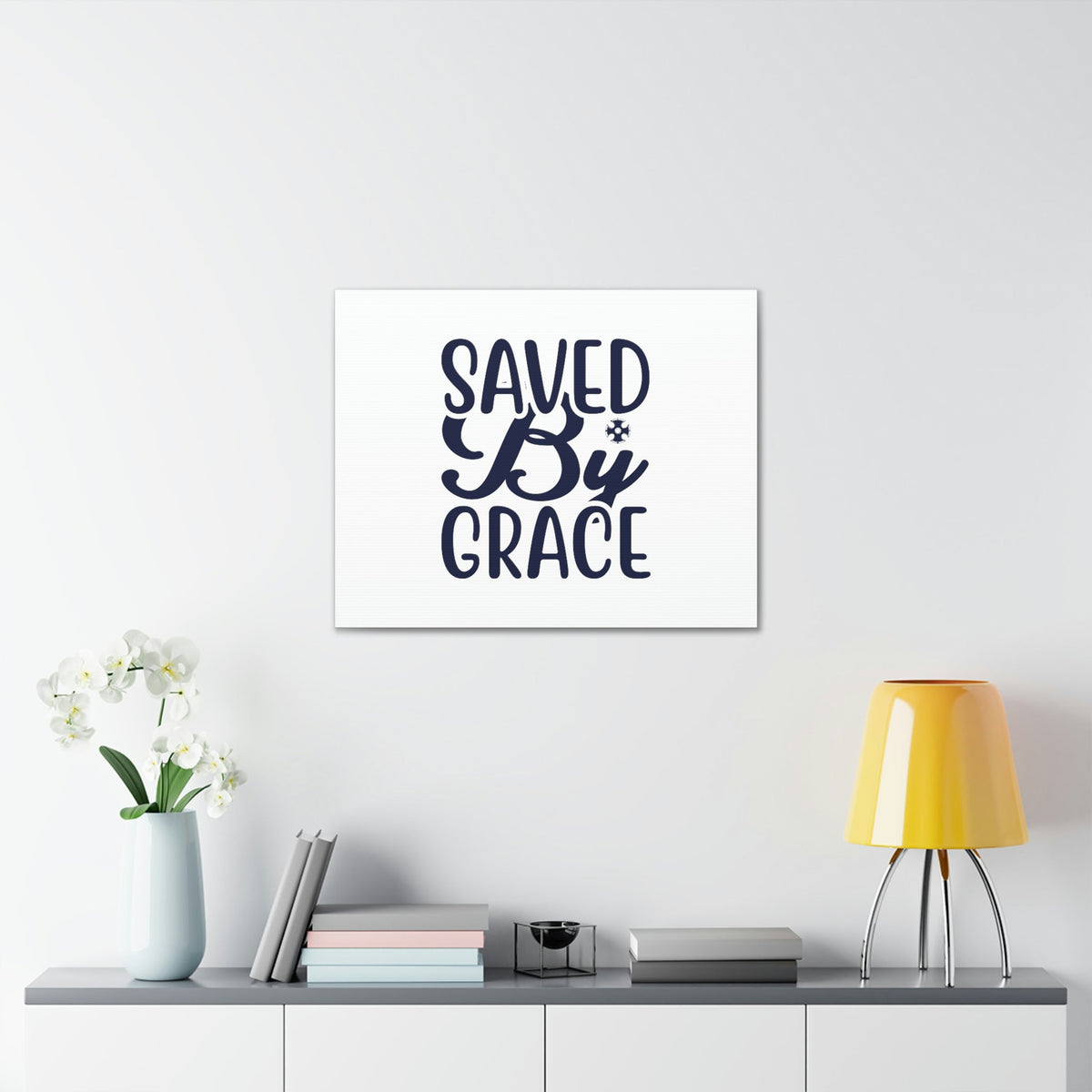 Scripture Walls Saved By Grace Ephesians 2:8 Blue Christian Wall Art Bible Verse Print Ready to Hang Unframed-Express Your Love Gifts