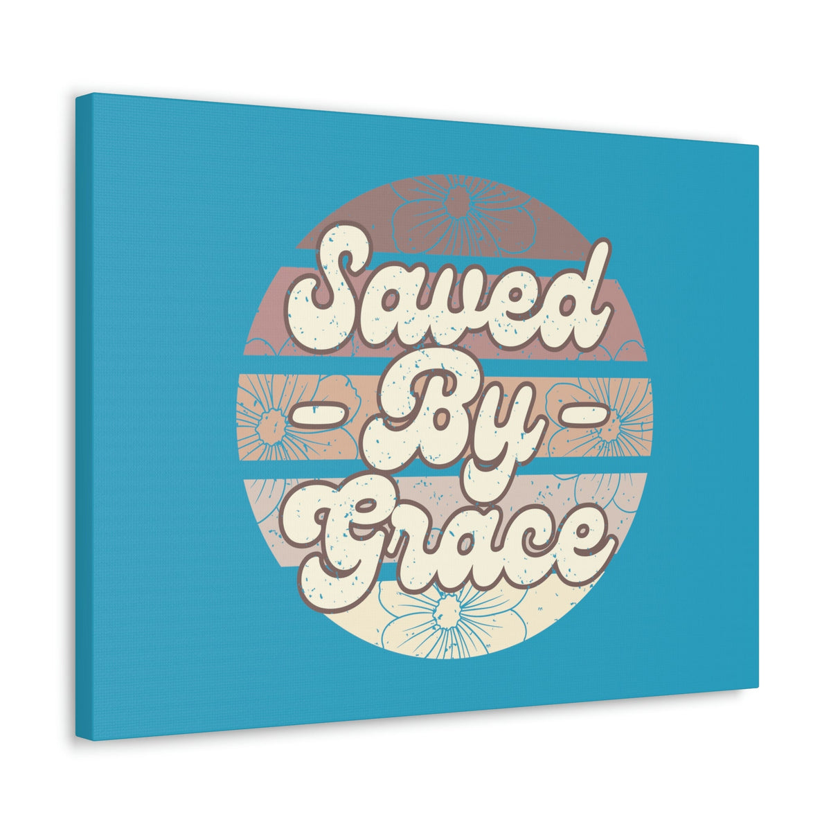 Scripture Walls Saved By Grace Ephesians 2:8 Circle Blue Christian Wall Art Bible Verse Print Ready to Hang Unframed-Express Your Love Gifts