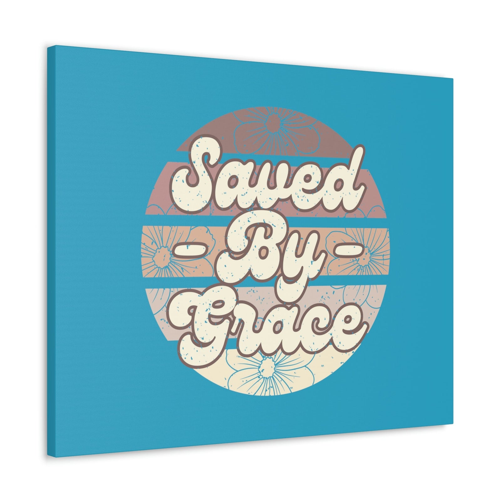 Scripture Walls Saved By Grace Ephesians 2:8 Circle Blue Christian Wall Art Bible Verse Print Ready to Hang Unframed-Express Your Love Gifts