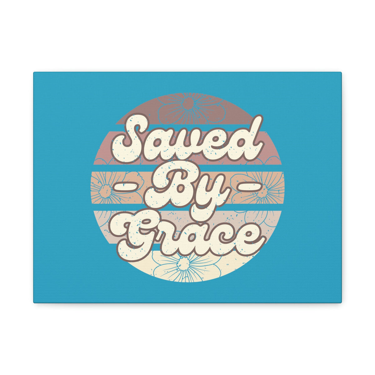 Scripture Walls Saved By Grace Ephesians 2:8 Circle Blue Christian Wall Art Bible Verse Print Ready to Hang Unframed-Express Your Love Gifts