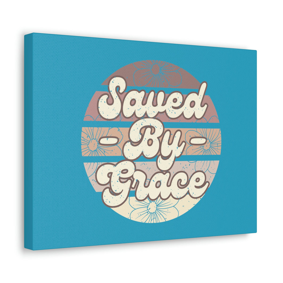 Scripture Walls Saved By Grace Ephesians 2:8 Circle Blue Christian Wall Art Bible Verse Print Ready to Hang Unframed-Express Your Love Gifts