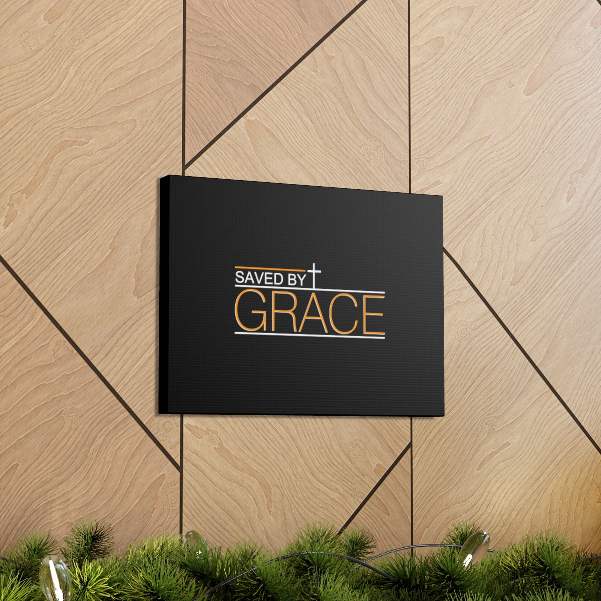 Scripture Walls Saved By Grace Ephesians 2:8 Orange Christian Wall Art Bible Verse Print Ready to Hang Unframed-Express Your Love Gifts