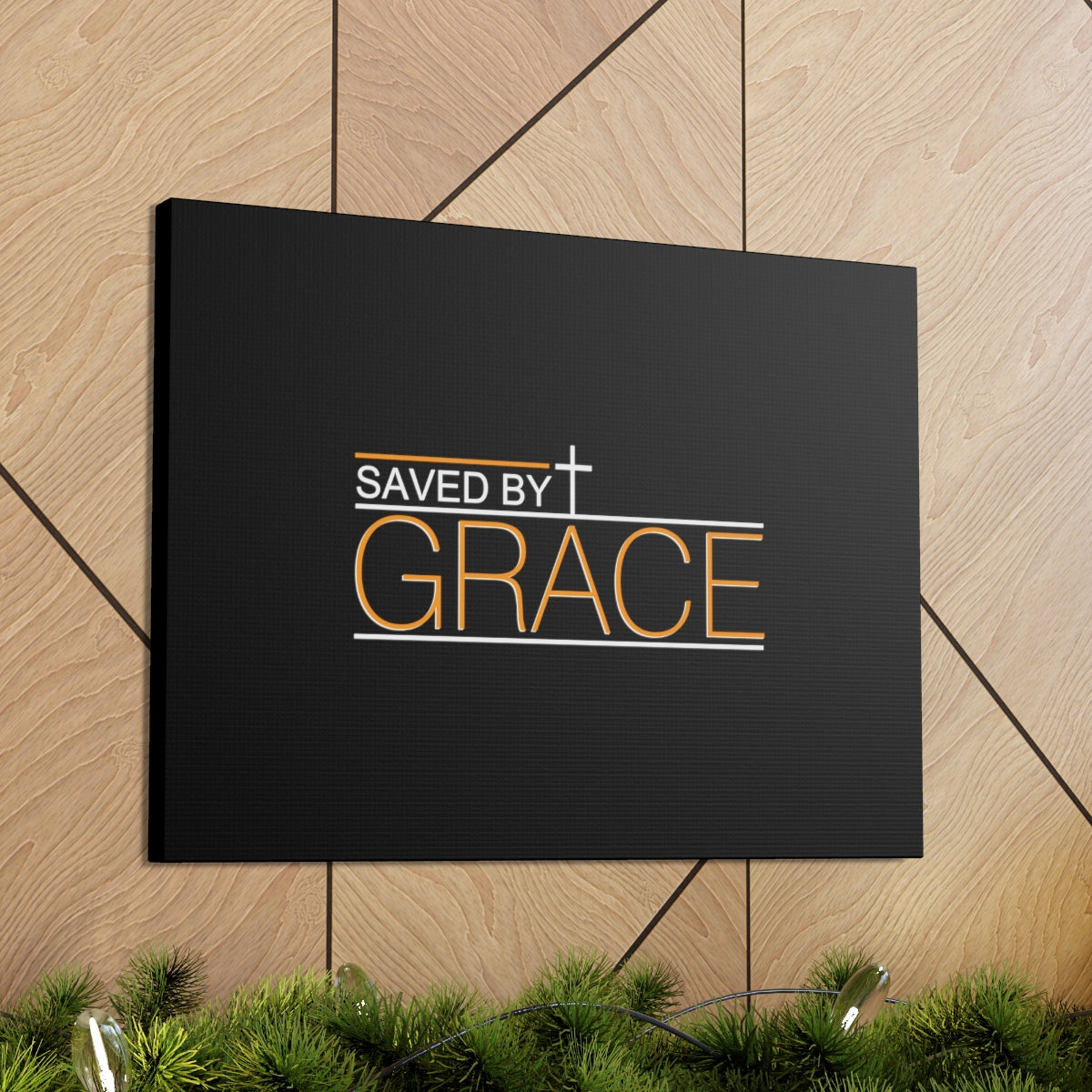 Scripture Walls Saved By Grace Ephesians 2:8 Orange Christian Wall Art Bible Verse Print Ready to Hang Unframed-Express Your Love Gifts