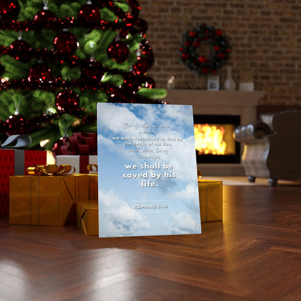 Scripture Walls Saved By His Life Romans 5:10 Bible Verse Canvas Christian Wall Art Ready to Hang Unframed-Express Your Love Gifts