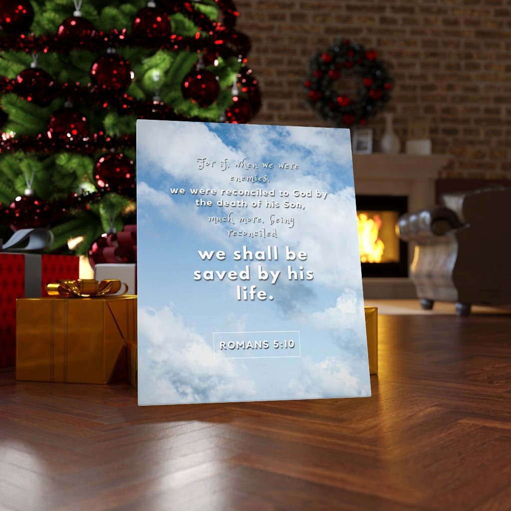 Scripture Walls Saved By His Life Romans 5:10 Bible Verse Canvas Christian Wall Art Ready to Hang Unframed-Express Your Love Gifts