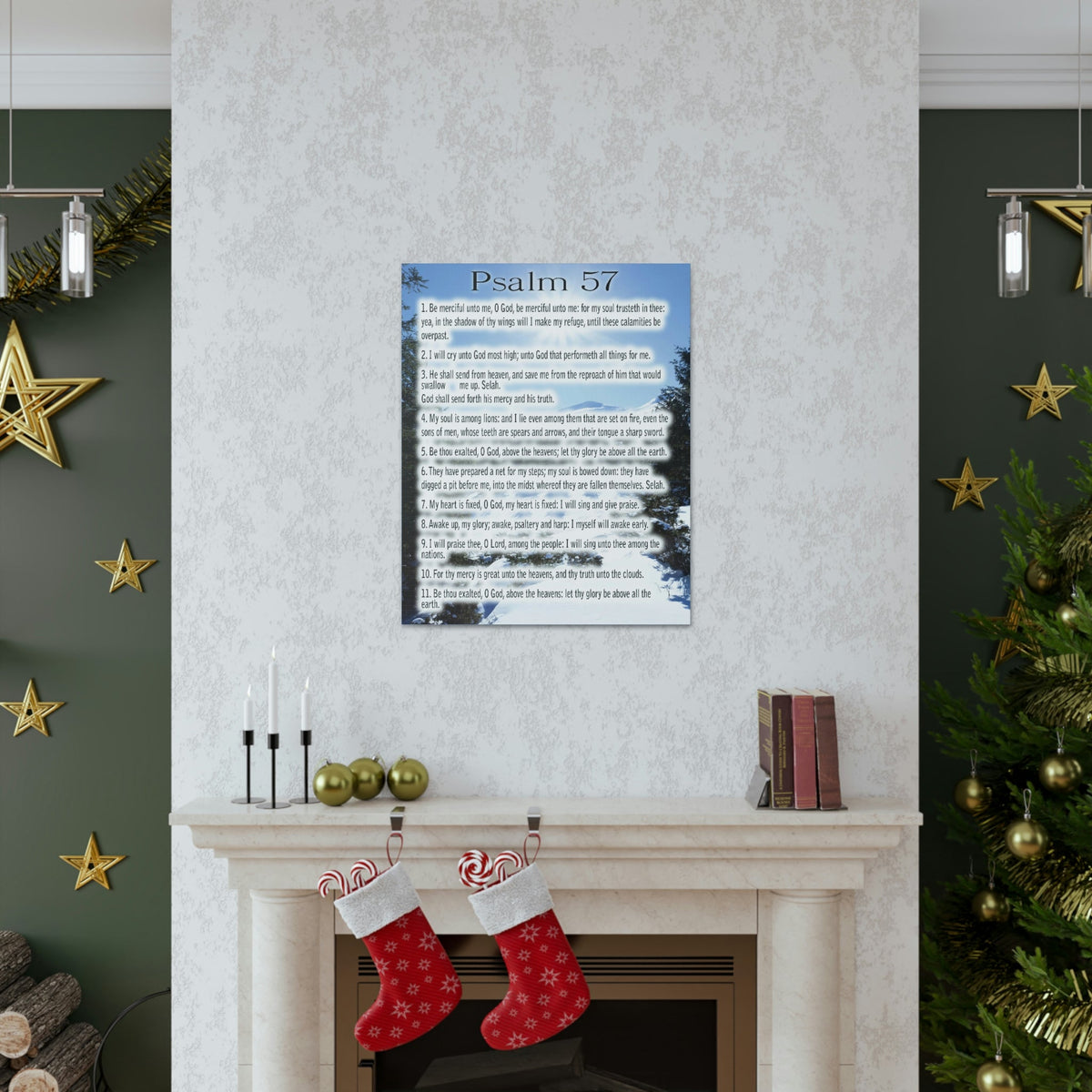 Scripture Walls Saved By Your Mercy Psalm 57:1 Christian Wall Art Print Ready to Hang Unframed-Express Your Love Gifts