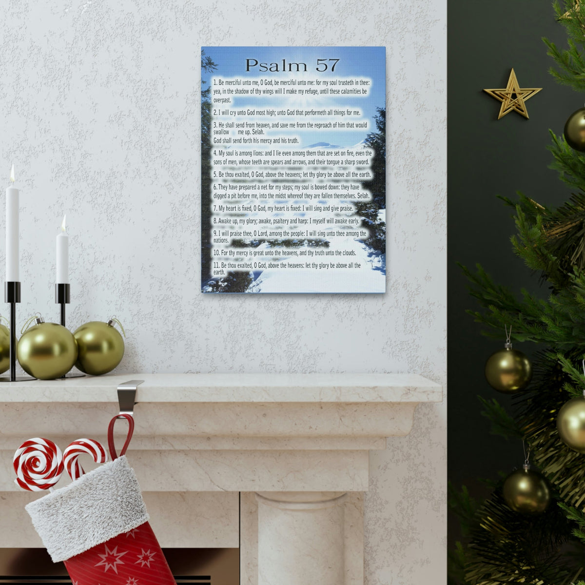 Scripture Walls Saved By Your Mercy Psalm 57:1 Christian Wall Art Print Ready to Hang Unframed-Express Your Love Gifts