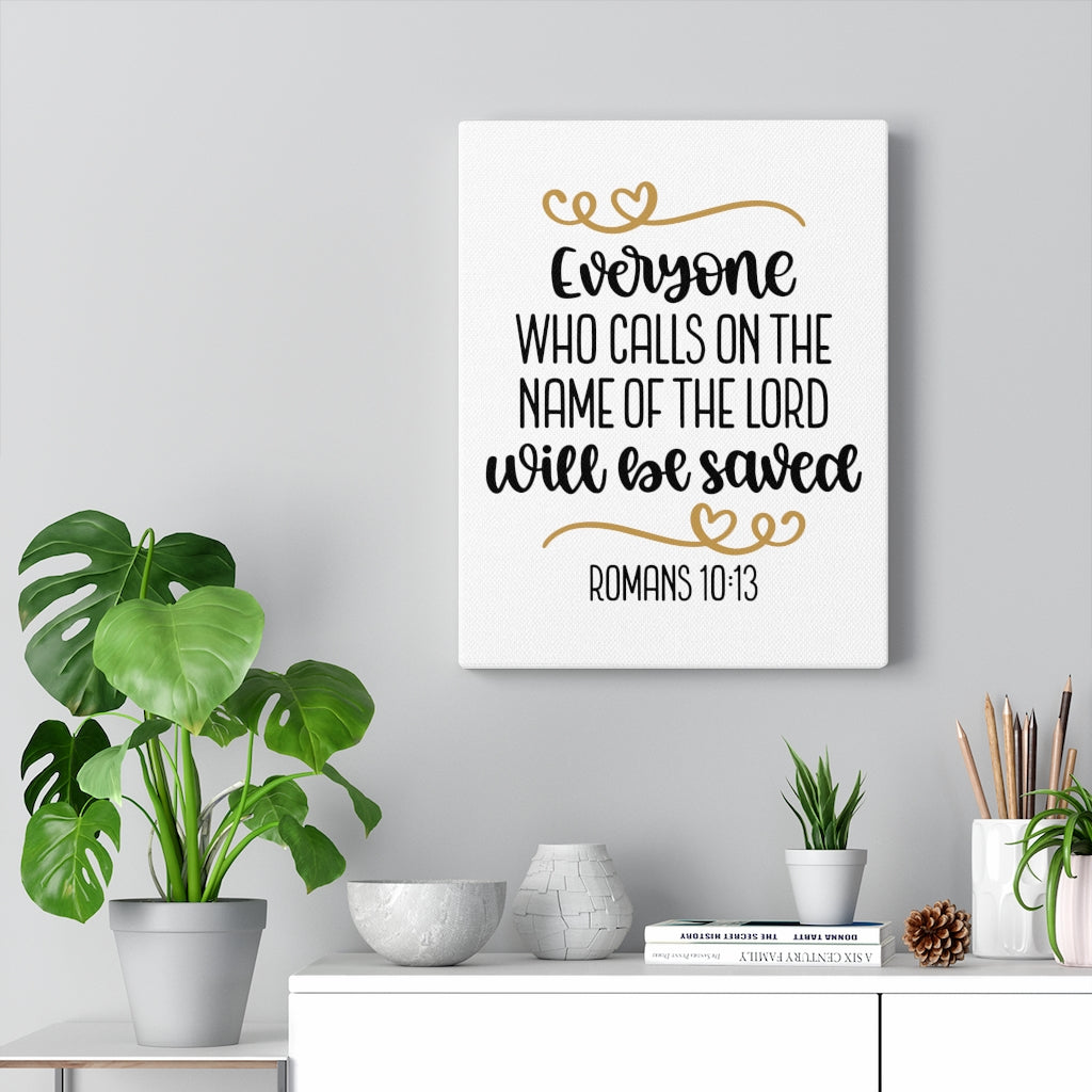 Scripture Walls Saved Romans 10:13 Bible Verse Canvas Christian Wall Art Ready to Hang Unframed-Express Your Love Gifts