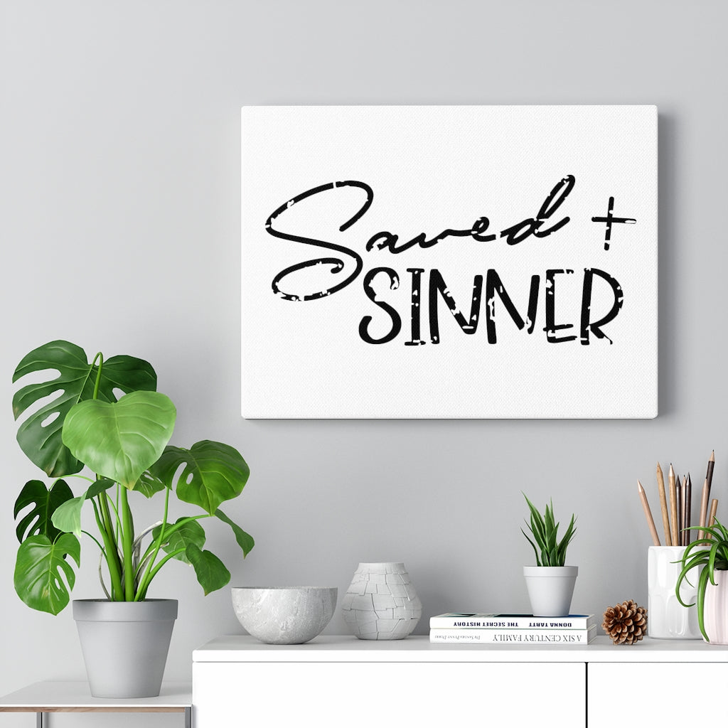 Scripture Walls Saved Sinner Bible Verse Canvas Christian Wall Art Ready to Hang Unframed-Express Your Love Gifts
