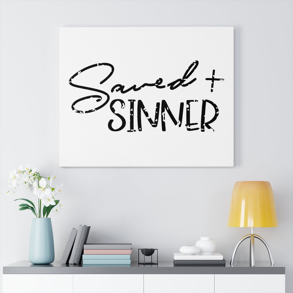 Scripture Walls Saved Sinner Bible Verse Canvas Christian Wall Art Ready to Hang Unframed-Express Your Love Gifts