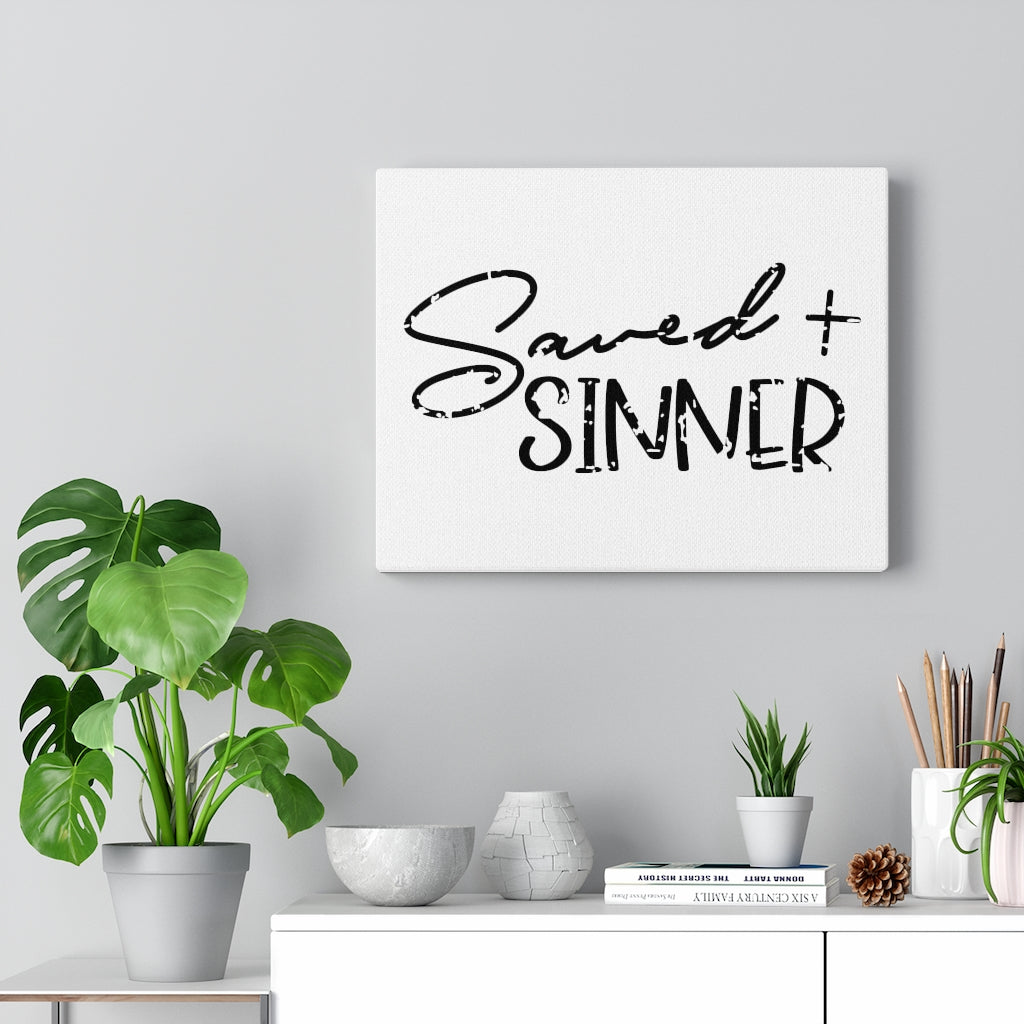 Scripture Walls Saved Sinner Bible Verse Canvas Christian Wall Art Ready to Hang Unframed-Express Your Love Gifts