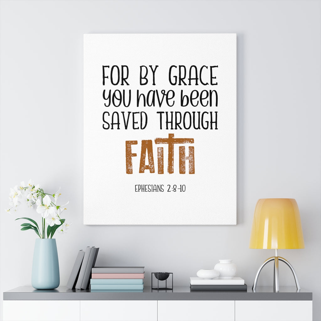 Scripture Walls Saved Through Faith Ephesians 2:8-10 Bible Verse Canvas Christian Wall Art Ready to Hang Unframed-Express Your Love Gifts